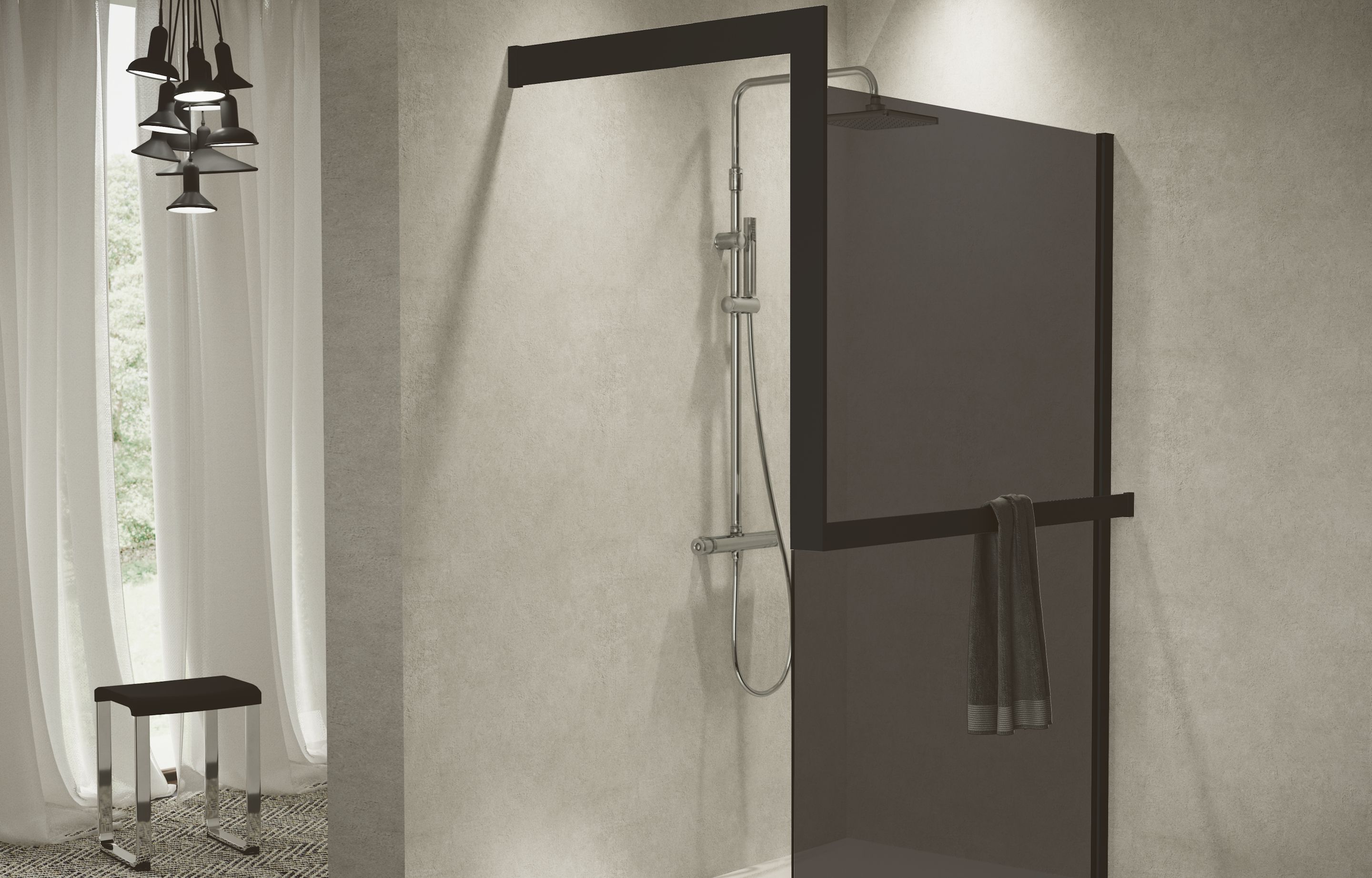Docce walk-in - Kuadra H Frame fumé